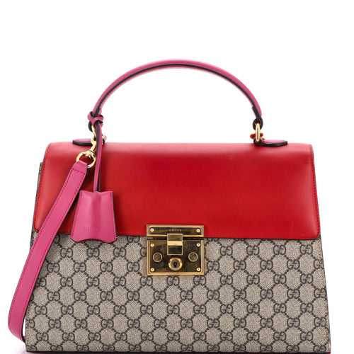 GUCCI Padlock Top Handle Bag GG Coated Canvas and Leather Medium