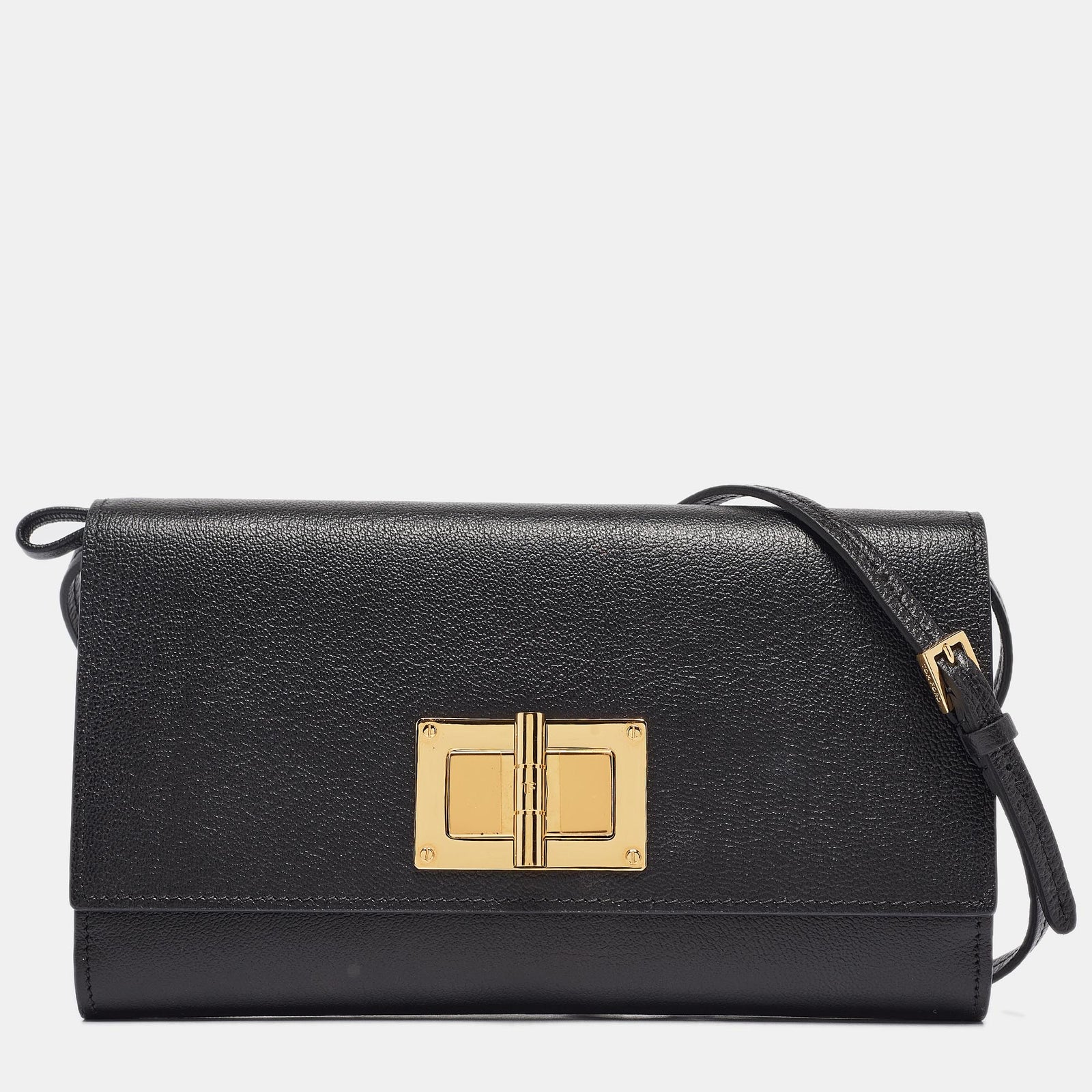 Tom Ford Black Leather Natalia Clutch Bag