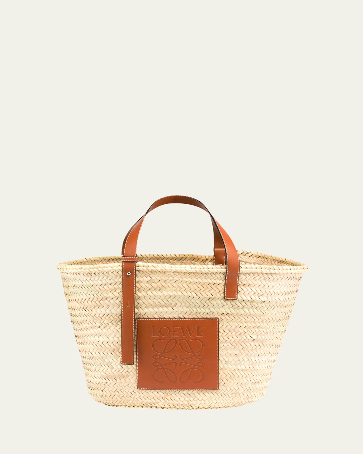 Loewe Basket Bag in Palm Leaf with Leather Handles