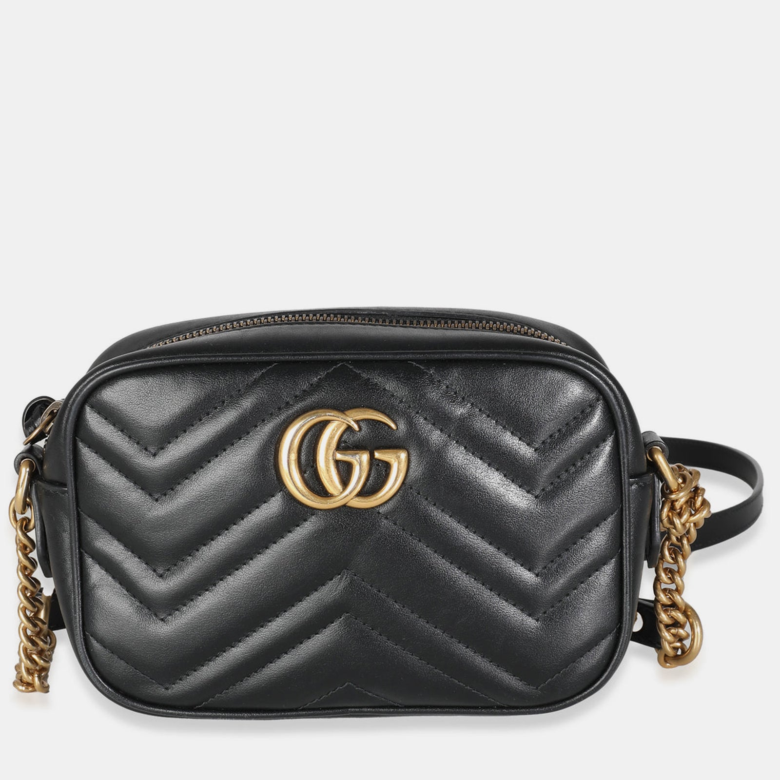 Gucci Mini sac à bandoulière en cuir noir GG Marmont pour appareil photo