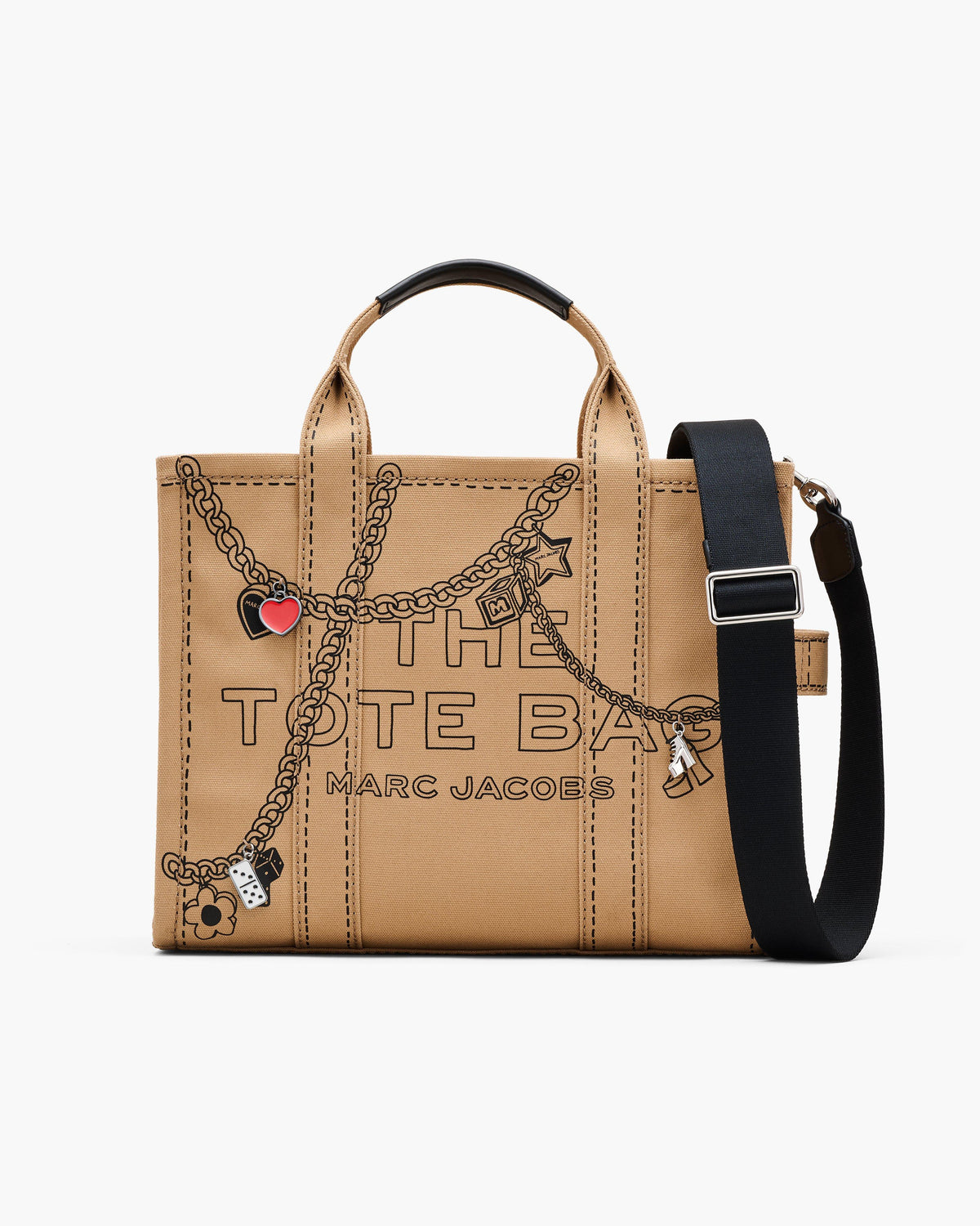 Marc Jacobs Marc Jacobs The Trompe L'Oeil Charm Canvas Medium Tote Bag in Camel Multi