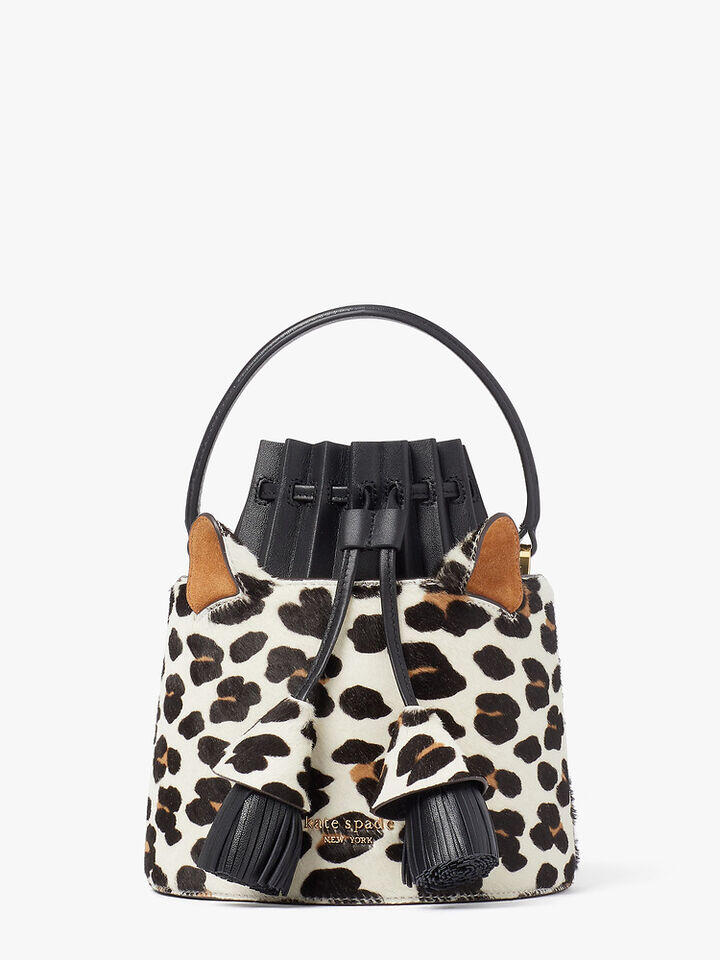 Kate Spade Au Buttercup Leopard Haircalf Small Bucket Bag