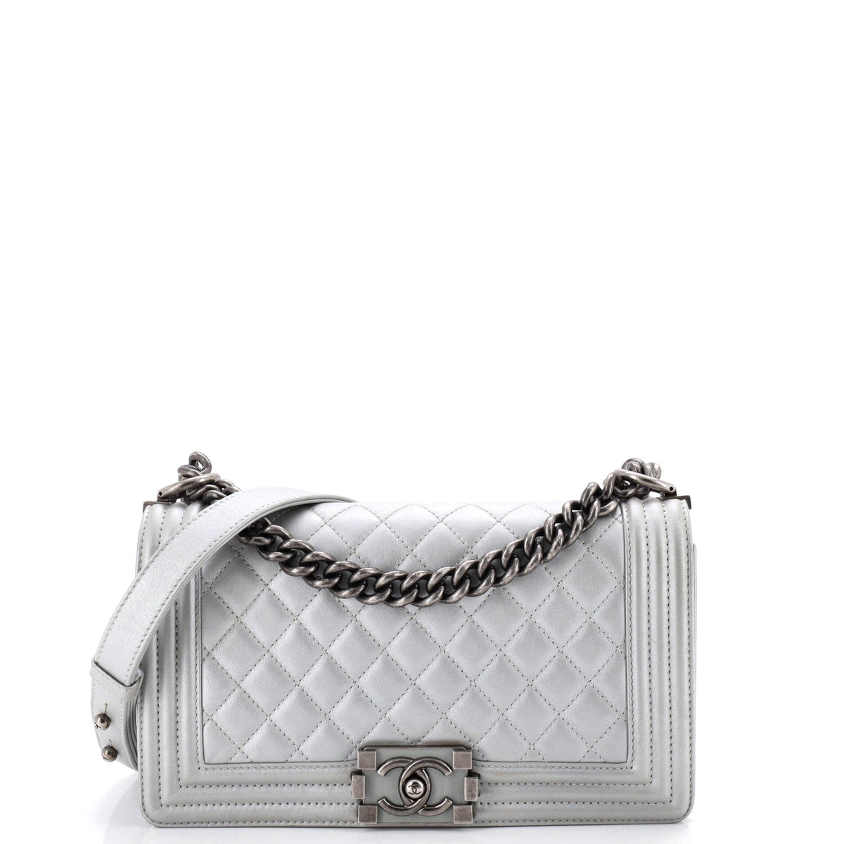 Chanel CHANEL Boy Flap Bag Quilted Metallic Calfskin Old Medium