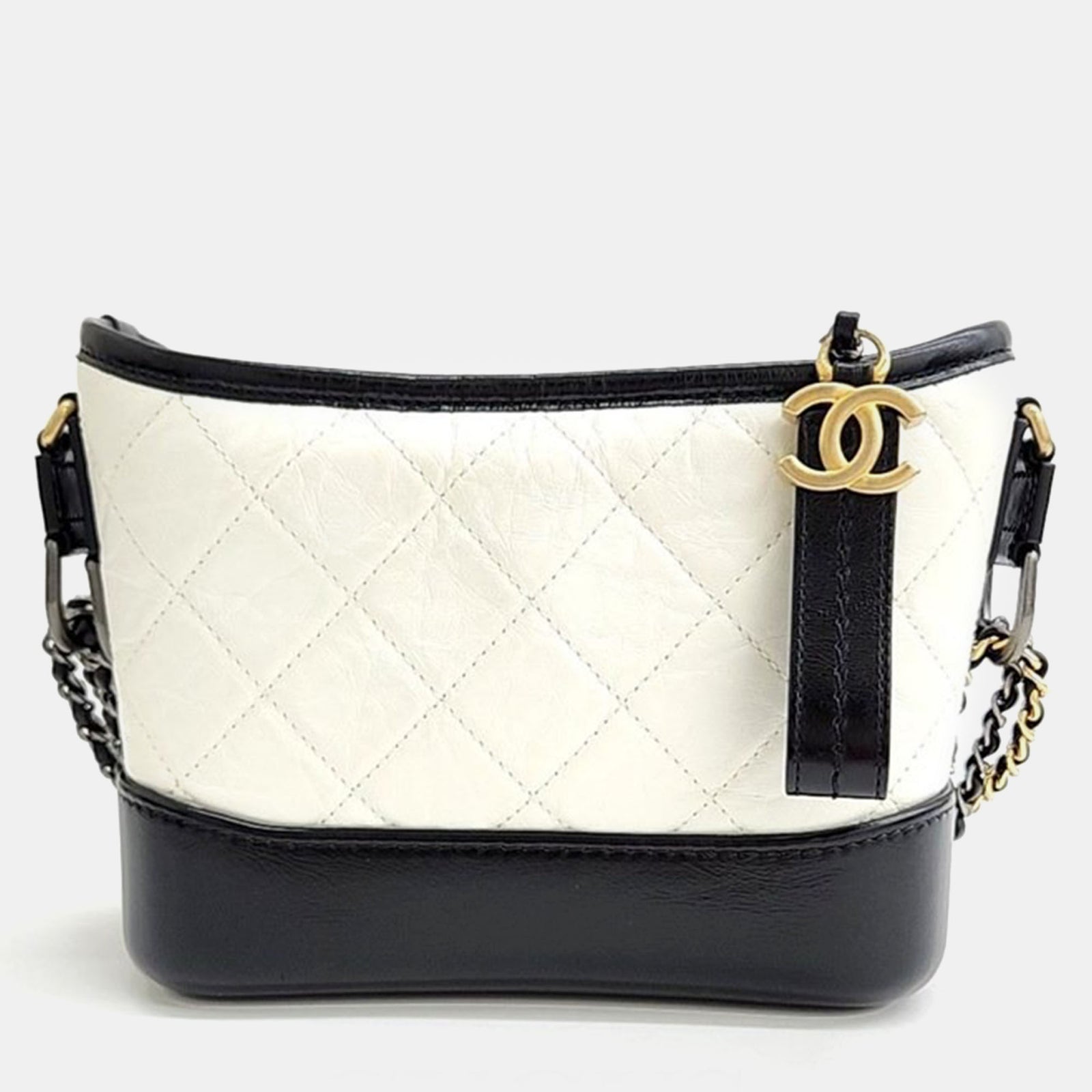 Chanel White Leather Gabrielle Small Hobo Bag