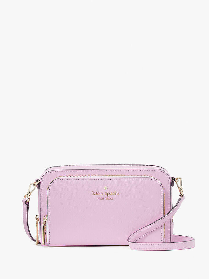 Kate Spade Au Staci Saffiano Leather Small Dual Zip Around Crossbody