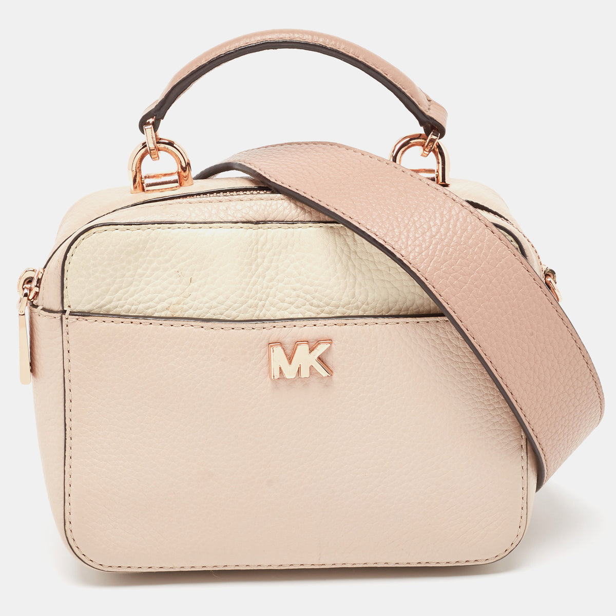 Michael Kors Cream/Pink Leather Mini Mott Crossbody Bag