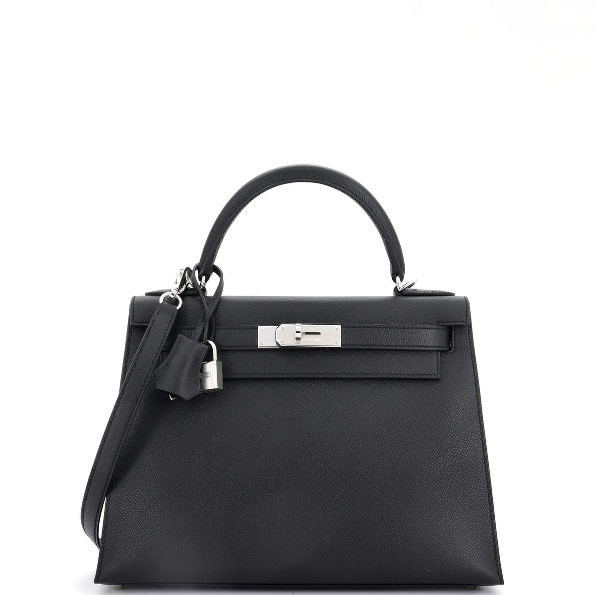 Herm?s Kelly Handbag Noir Epsom with Palladium Hardware 28