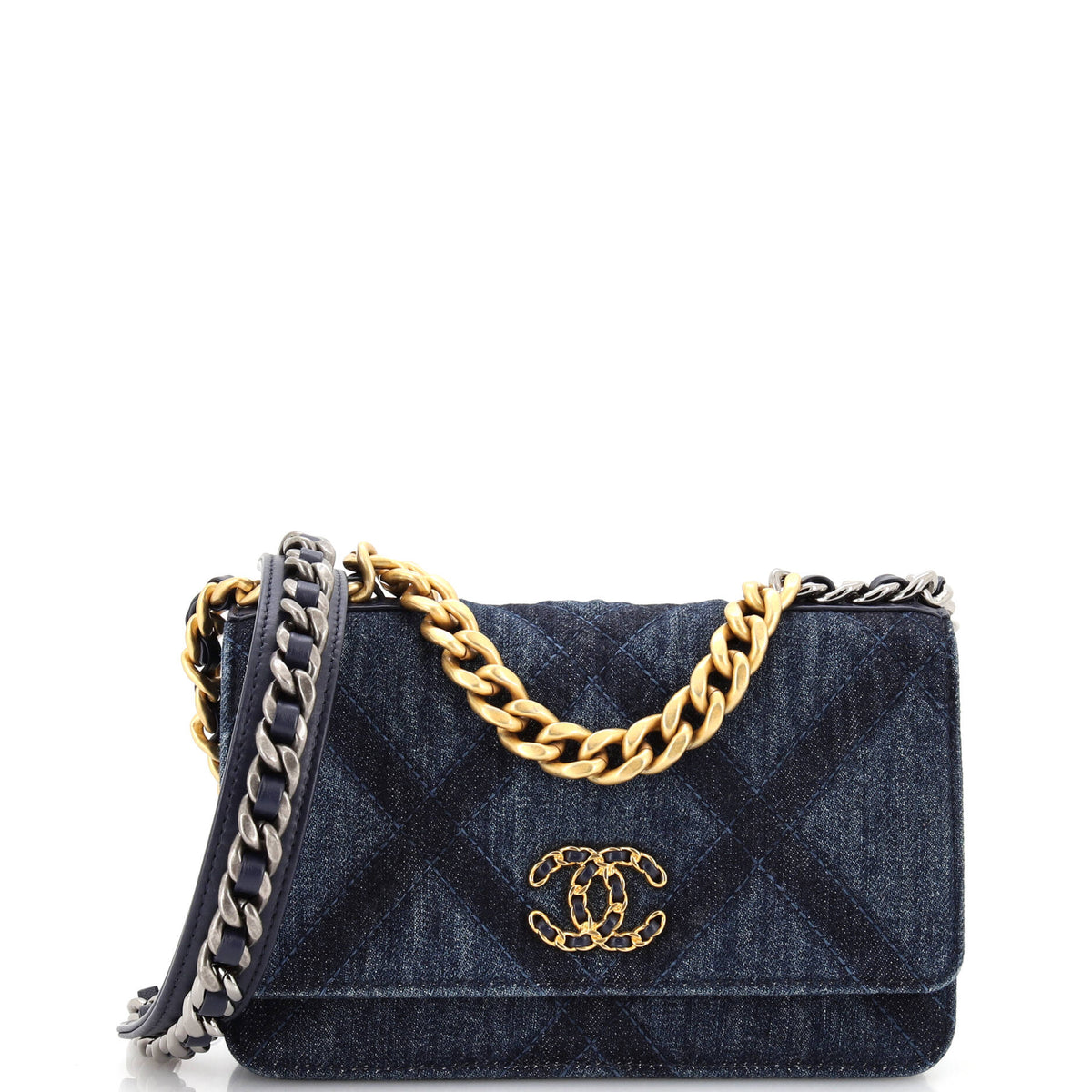 Chanel CHANEL 19 Wallet on Chain Quilted Denim