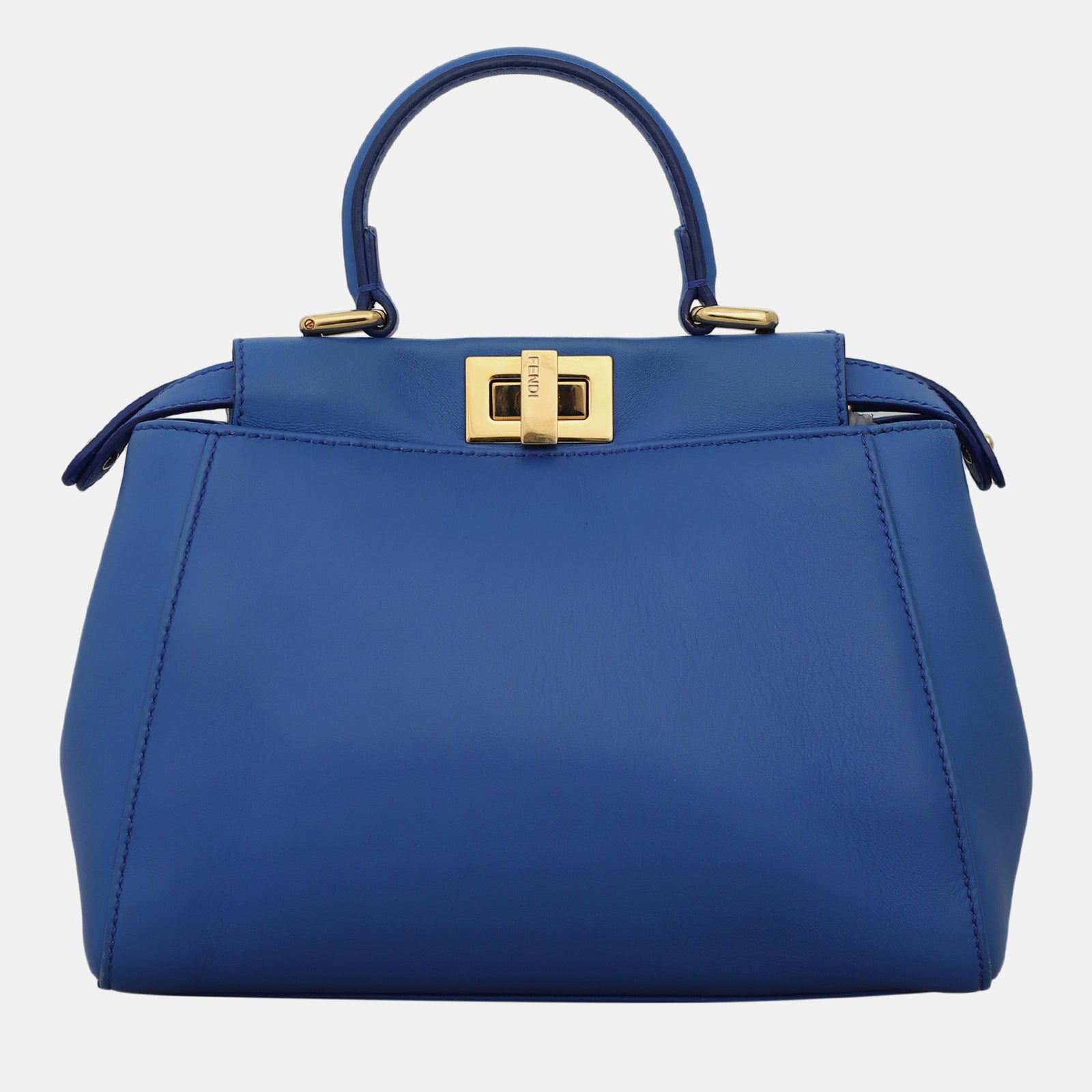 Fendi Blue Leather Mini Peekaboo Top Handle Bag