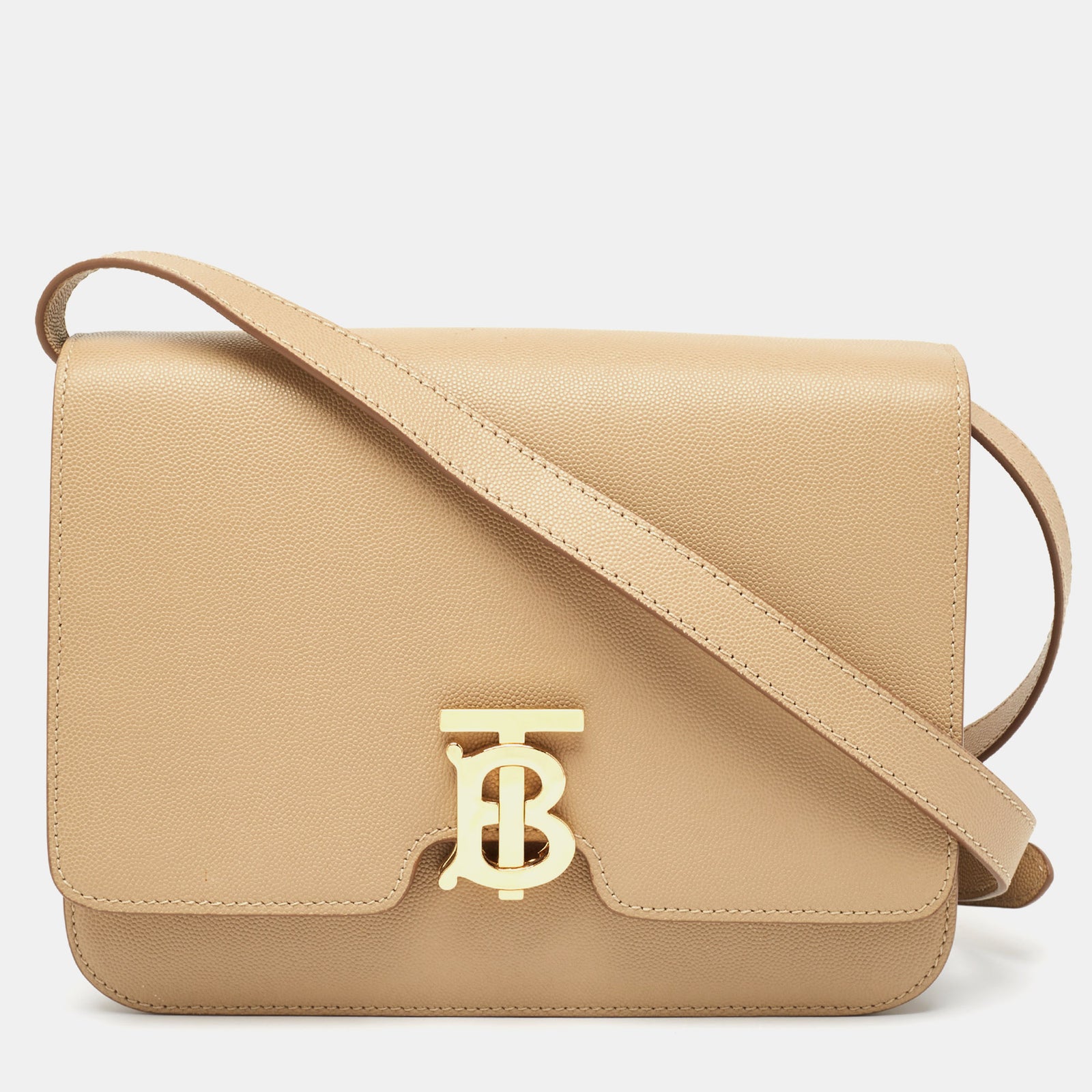 Burberry Beige Grain Leather Medium TB Shoulder Bag