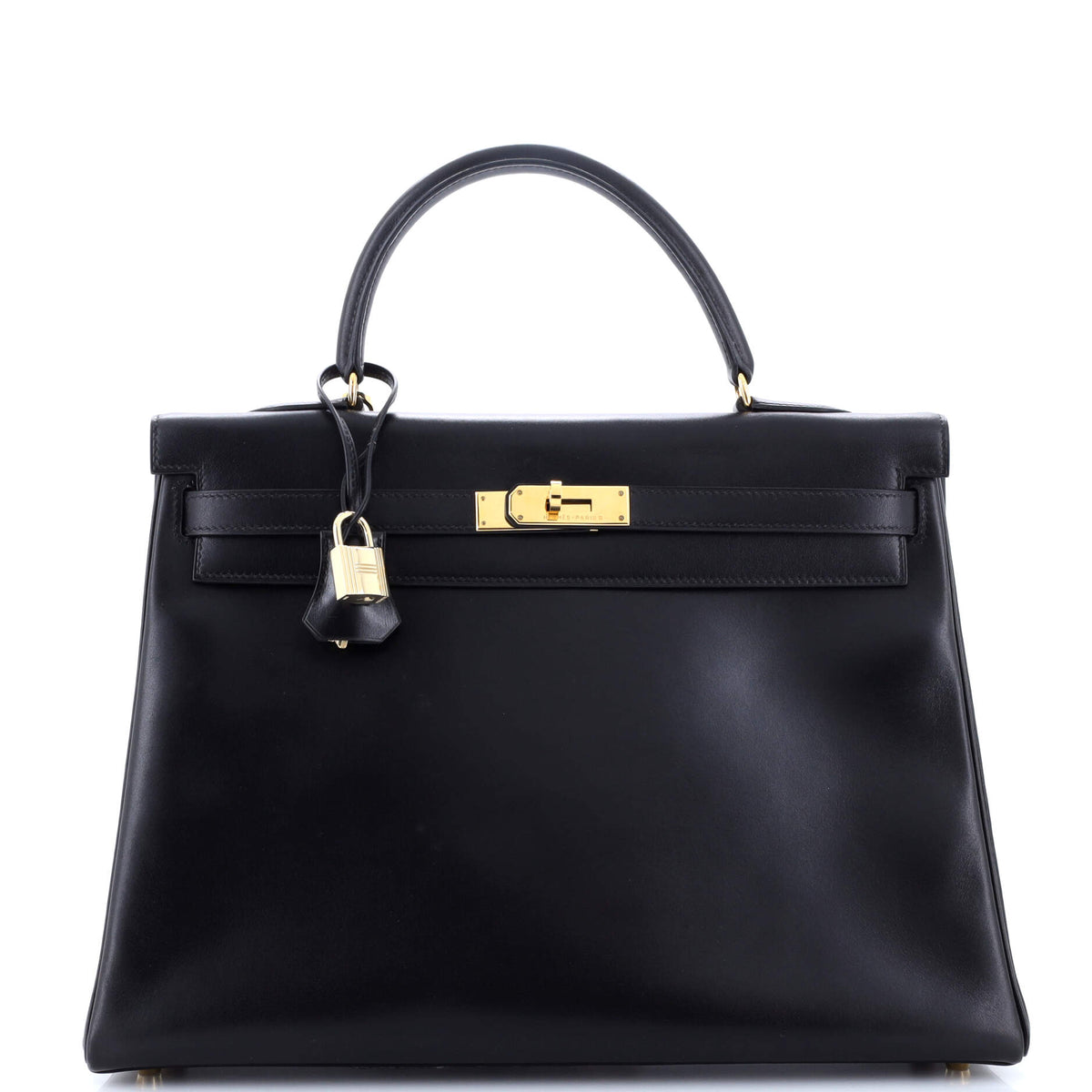 Hermès Kelly Handbag Noir Box Calf with Gold Hardware 35