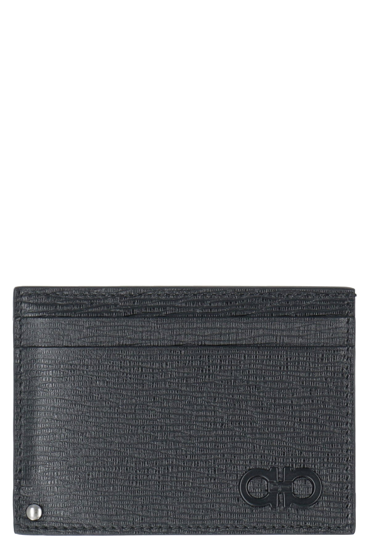 Ferragamo Men's Gancini Leather Card Holder in Black | 66A061 Color 733292