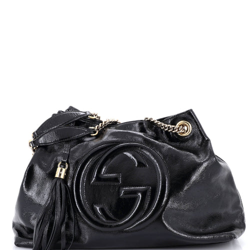 GUCCI Soho Chain Strap Shoulder Bag Patent Medium
