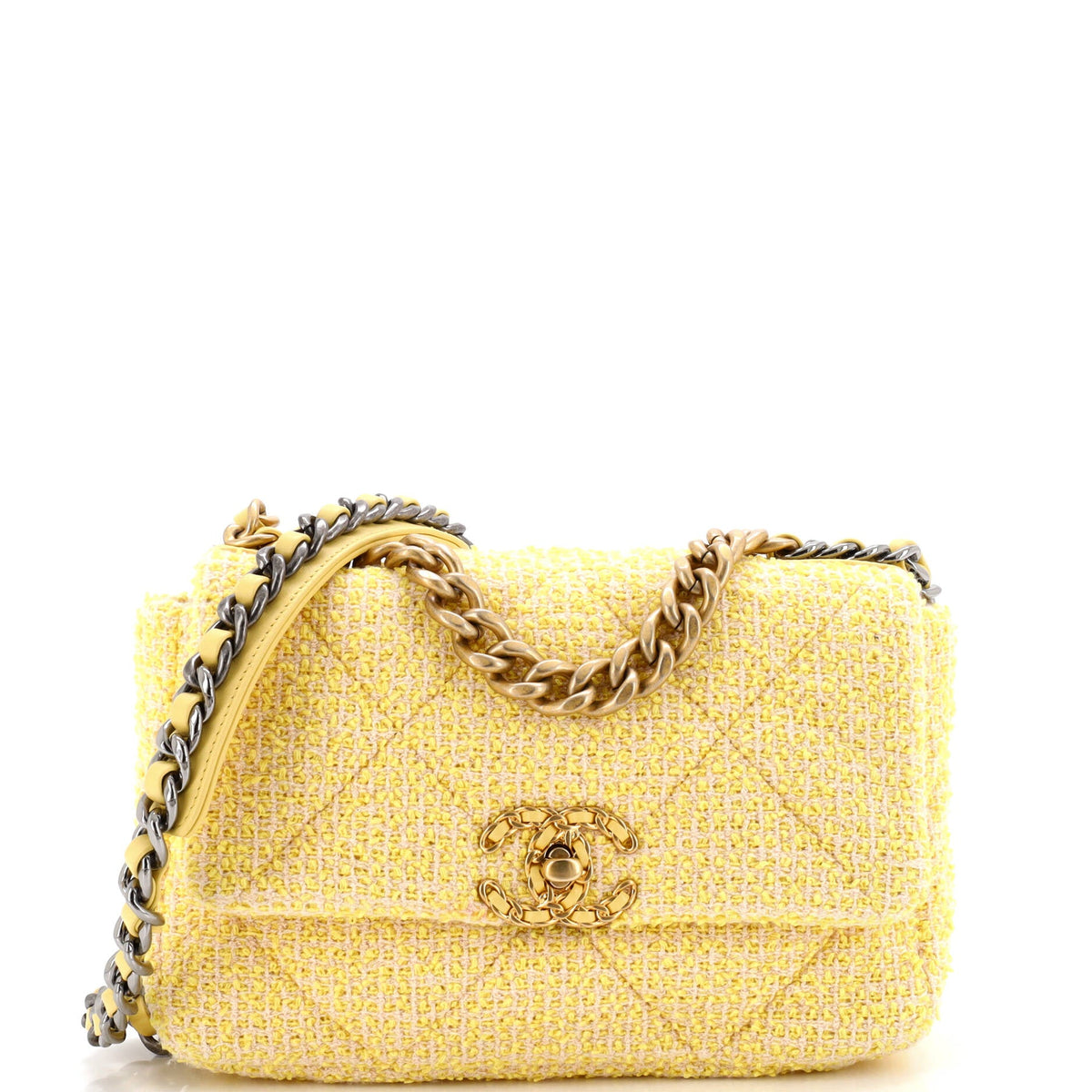 Chanel CHANEL 19 Flap Bag Quilted Tweed Medium