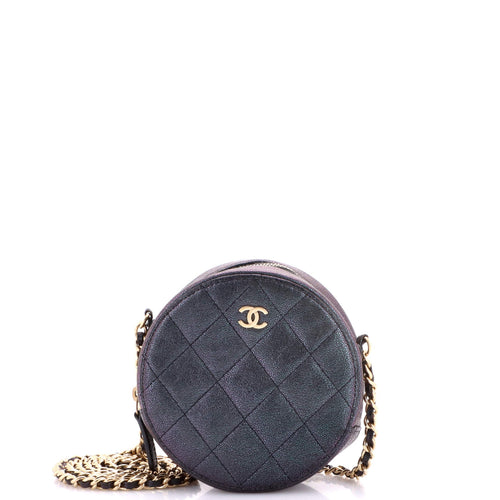 CHANEL Round Clutch with Chain Quilted Iridescent Caviar Mini