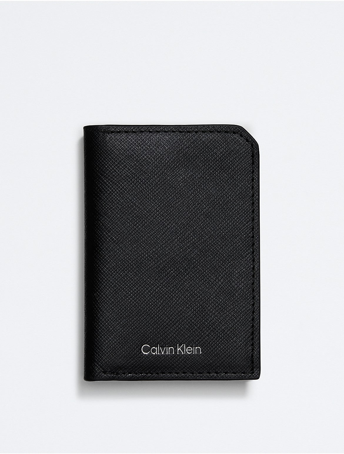 Calvin Klein Portefeuille compact à deux volets en cuir Saffiano raffiné pour homme - Noir