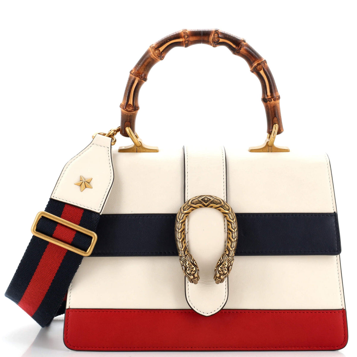 Gucci GUCCI Dionysus Bamboo Top Handle Bag Colorblock Leather Medium
