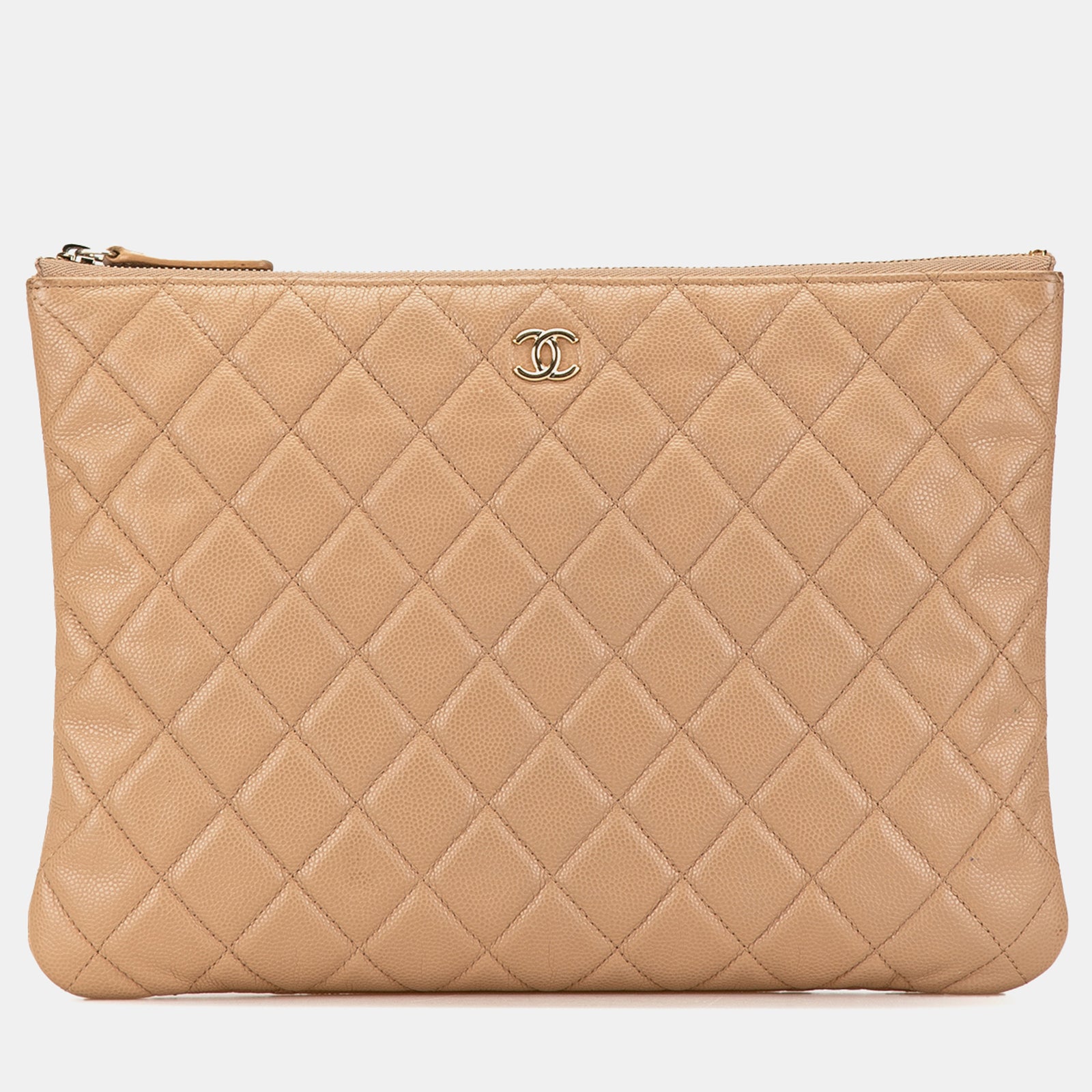 Chanel Mittelgroße gesteppte Caviar O Case Clutch