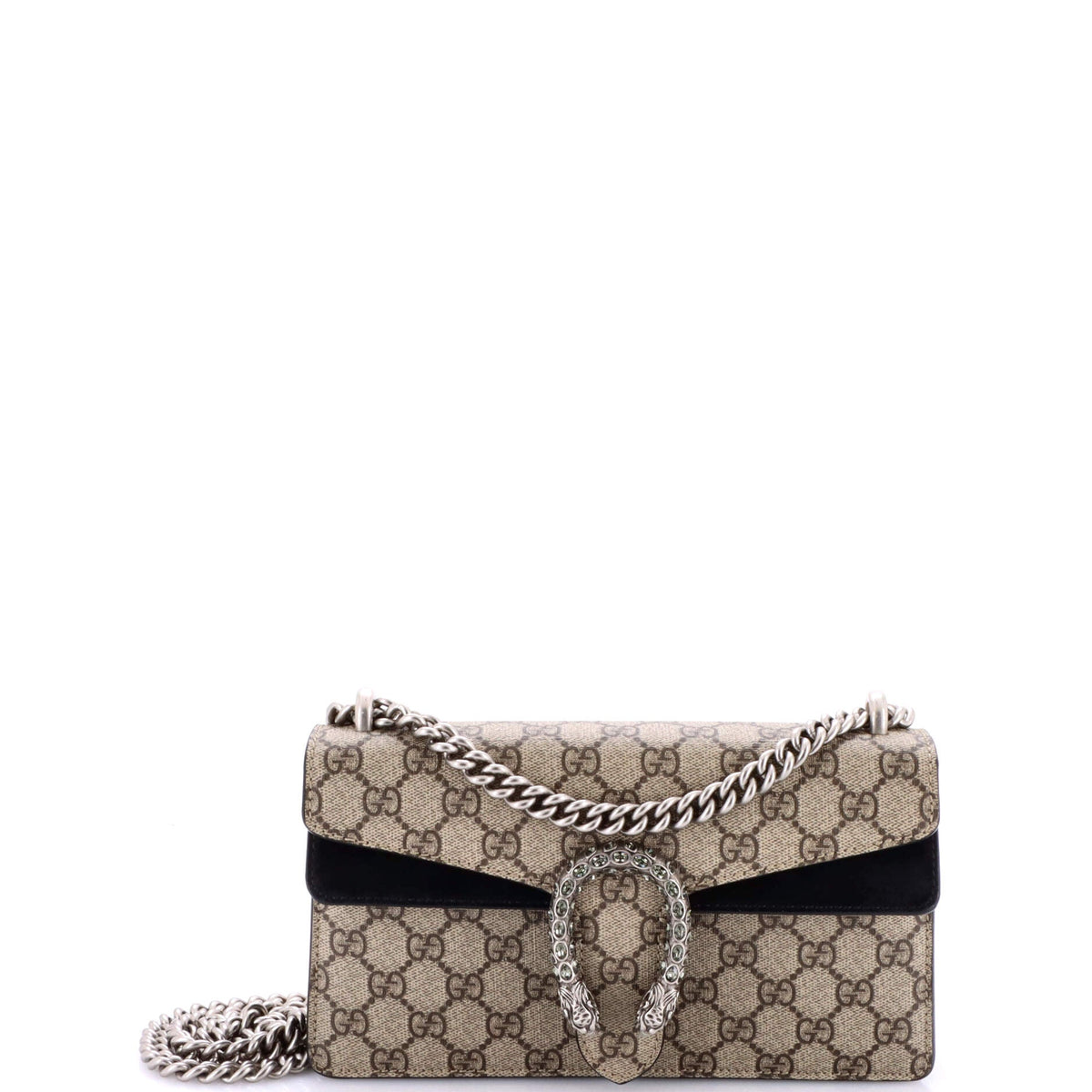 Gucci GUCCI Dionysus Bag GG Coated Canvas with Crystal Embellished Metal Small