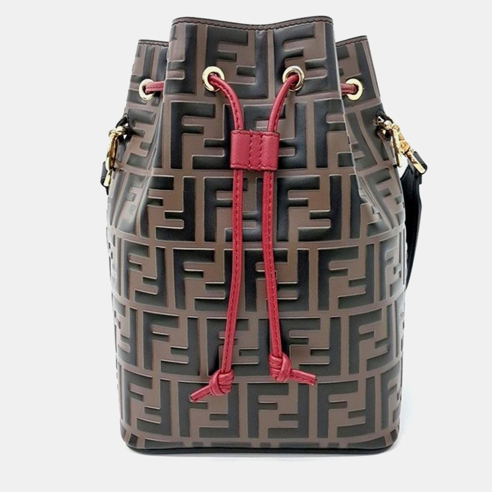 Fendi Brown Leather Mini Zucca Mon Tresor Bucket Bag