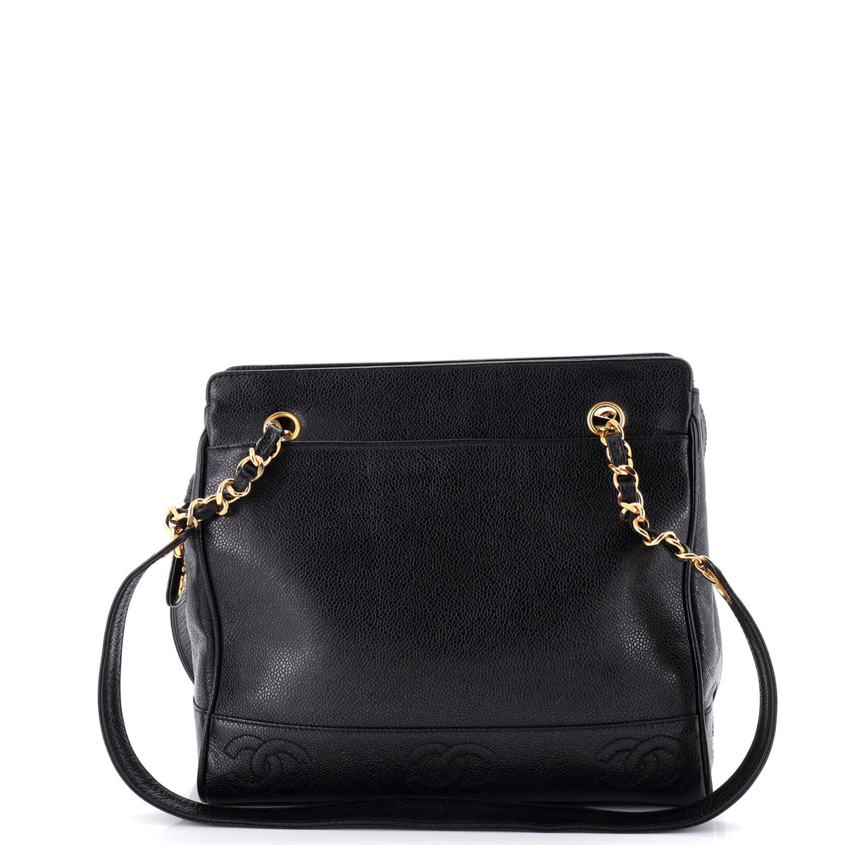Chanel CHANEL Vintage Stitched CC Shoulder Bag Caviar Medium