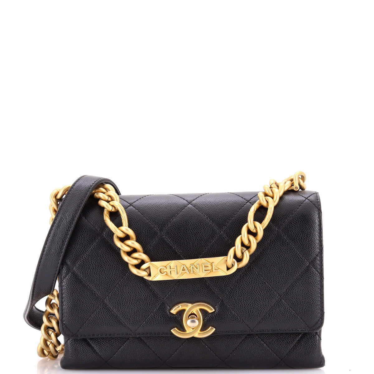 Chanel CHANEL Bracelet On Chain Flap Bag Quilted Caviar Mini