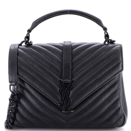 Classic Monogram College Bag Matelasse Chevron Leather Medium
