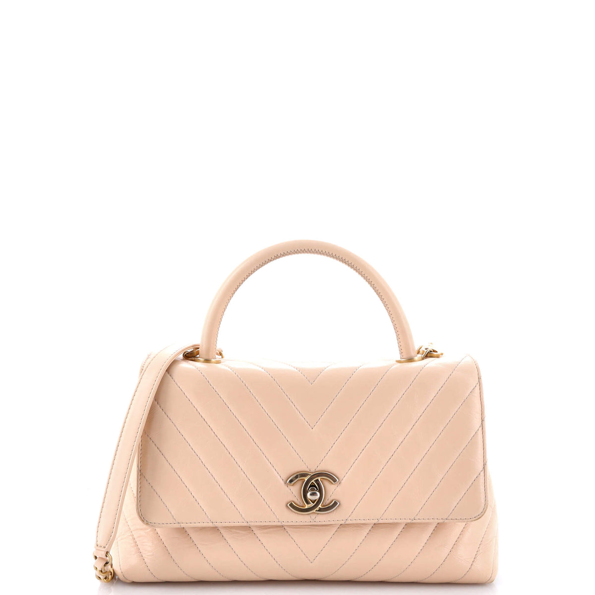Chanel CHANEL Coco Top Handle Bag Chevron Calfskin Small
