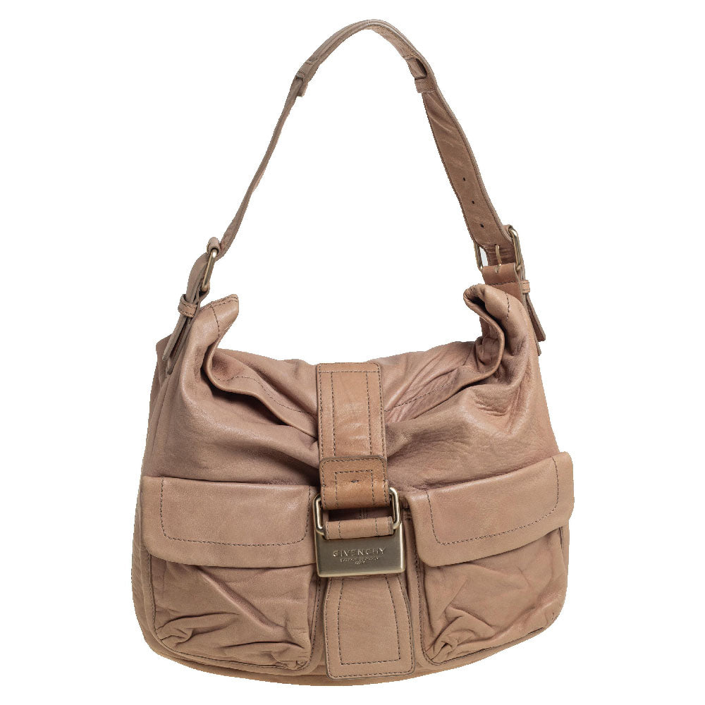 Givenchy Beige Leather Front Pocket Hobo