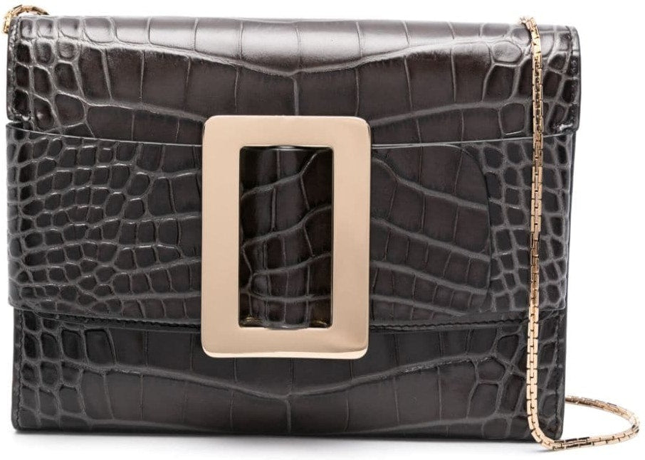 Boyy Women's Buckle Travel Case Croco Embossed Leather Clutch Bag in Black | Size UNI | BUCKLETRAVELCASECROCEMBOSSEDCS Color CSDBLACK