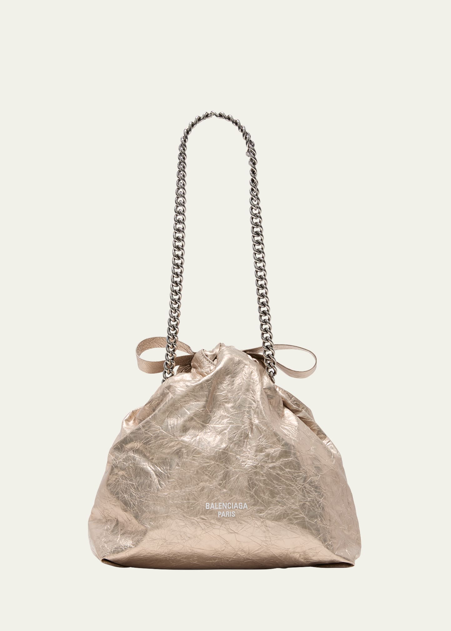 Balenciaga Crush Small Metallic Leather Shoulder Bag