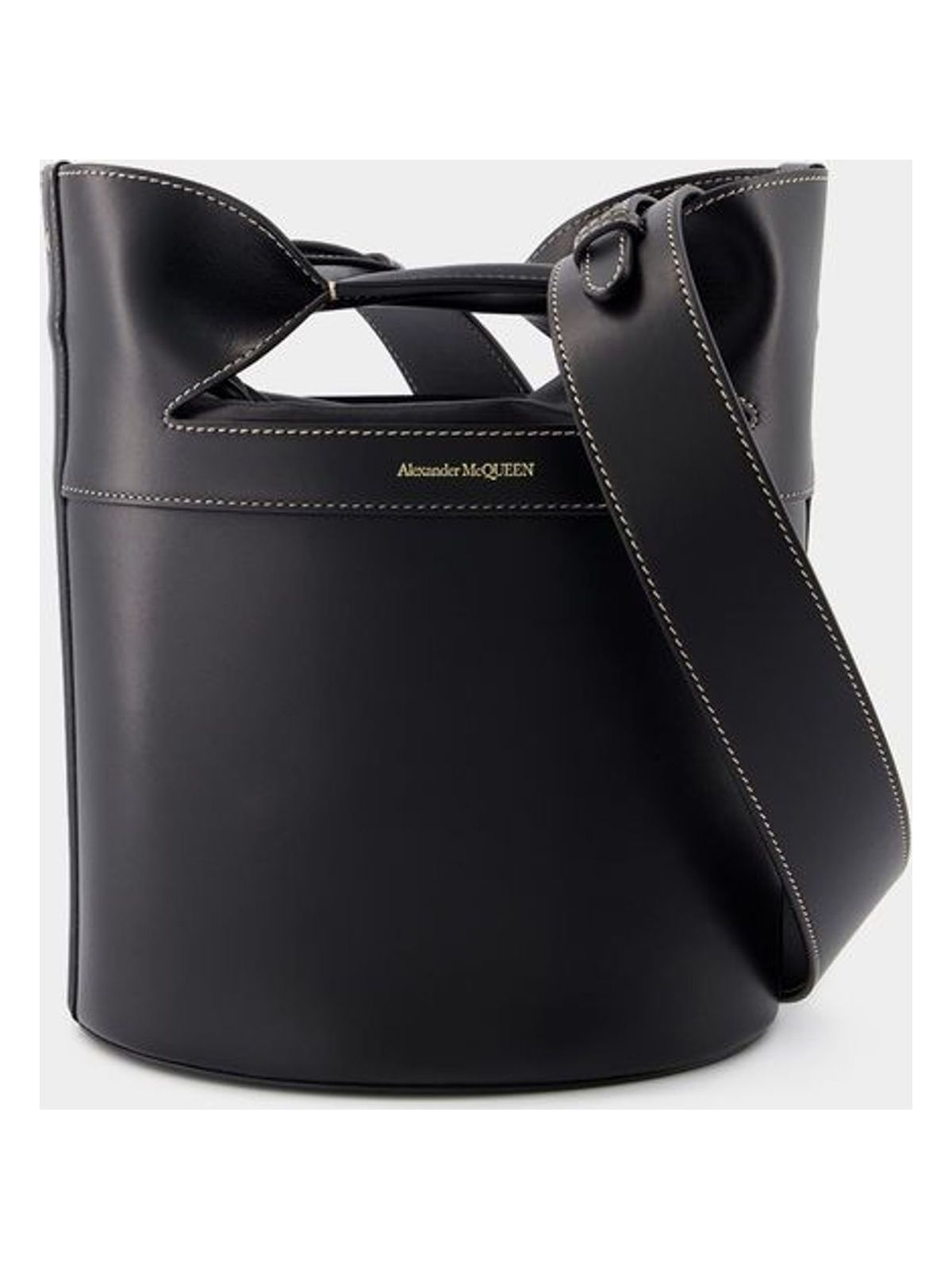 Alexander Mcqueen Women's The Bucket Bow Bag in Black | 7759121BLUU1000