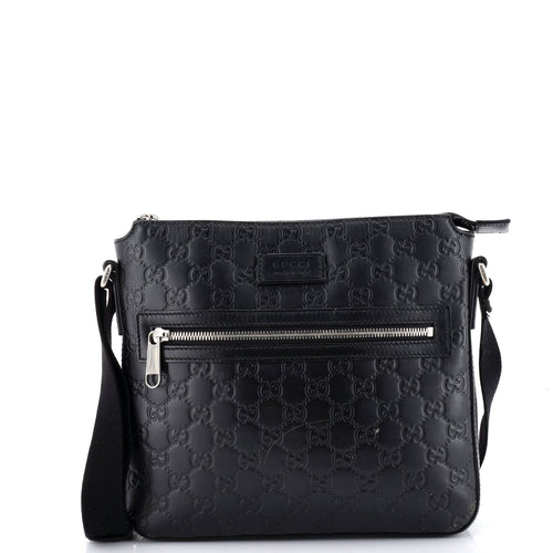 GUCCI Signature Zip Messenger Bag Guccissima Leather Small