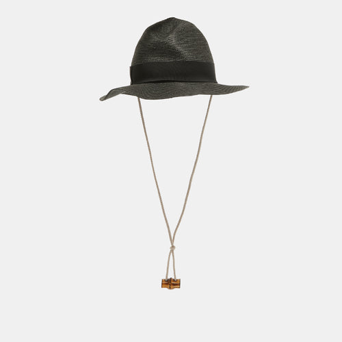 Black Raffia Effect Synthetic Hat