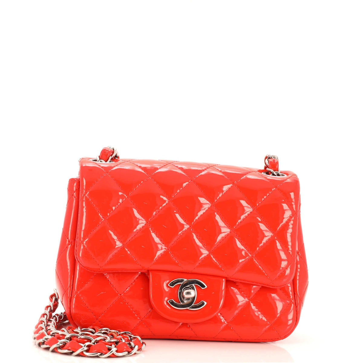 Chanel CHANEL Square Classic Single Flap Bag Quilted Patent Mini