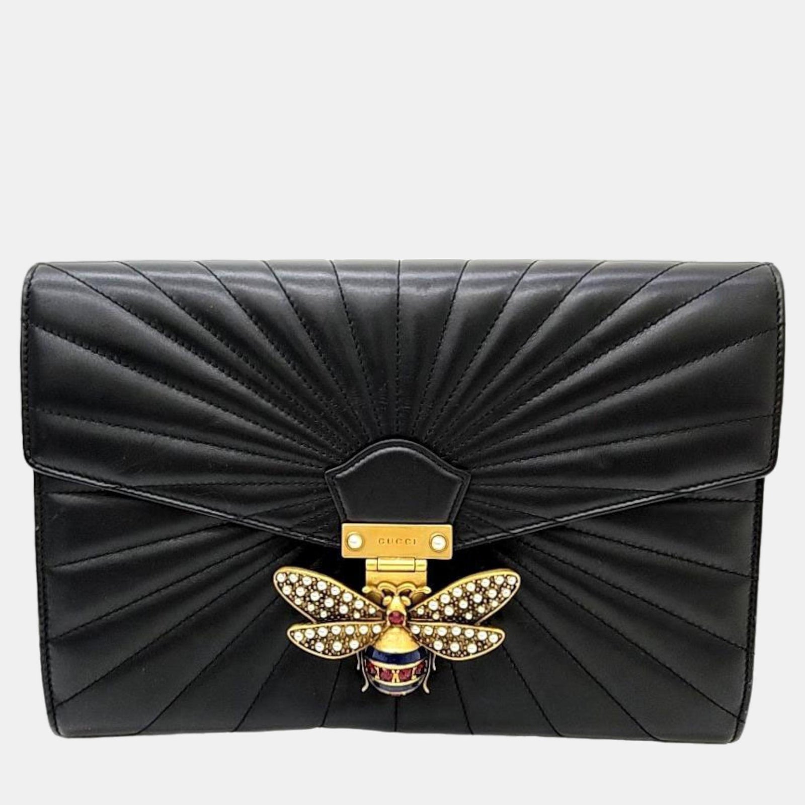 Gucci Black leather Queen Margaret Clutch