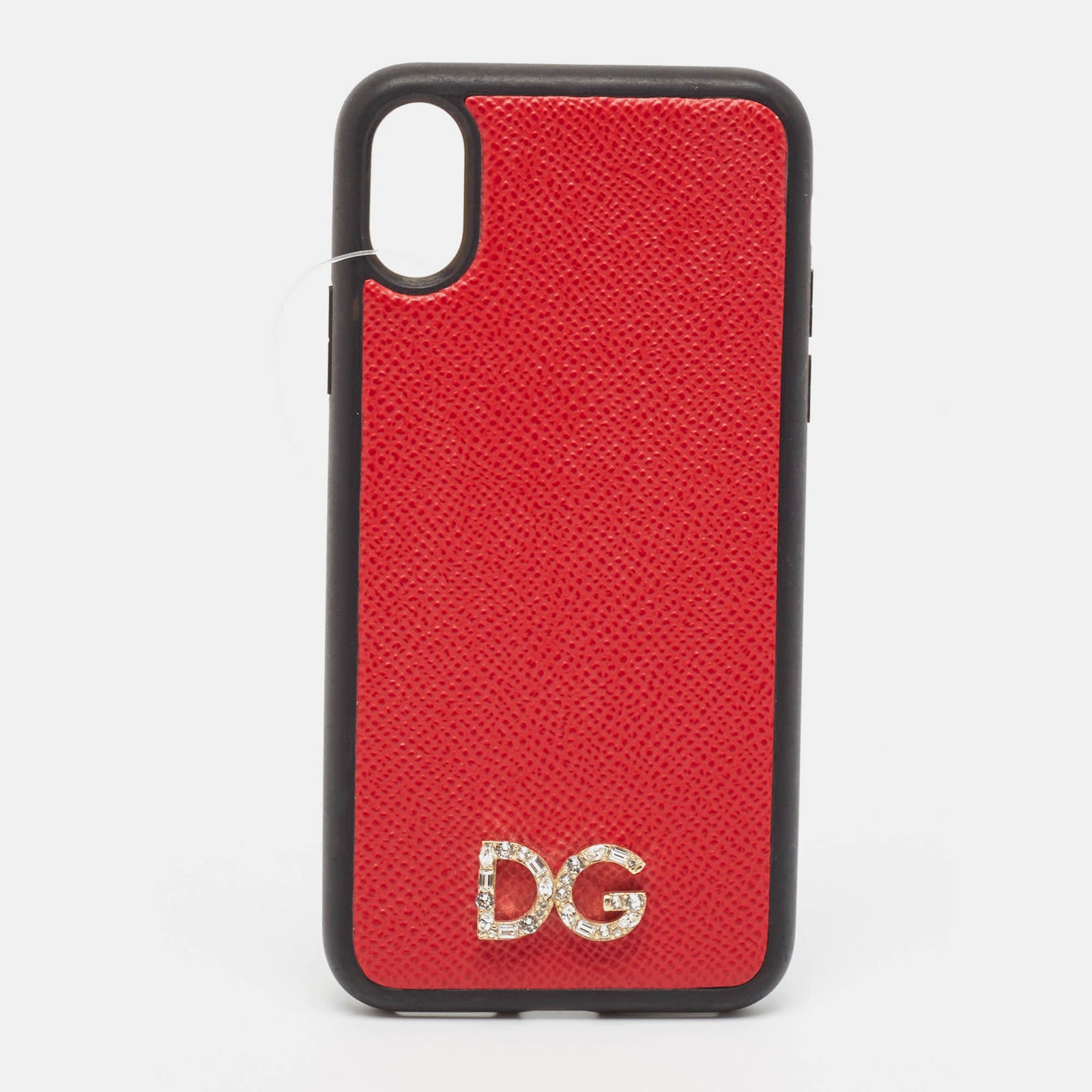 Dolce & Gabbana Rot/schwarze iPhone X-Hülle mit DG-Logo-Kristallen