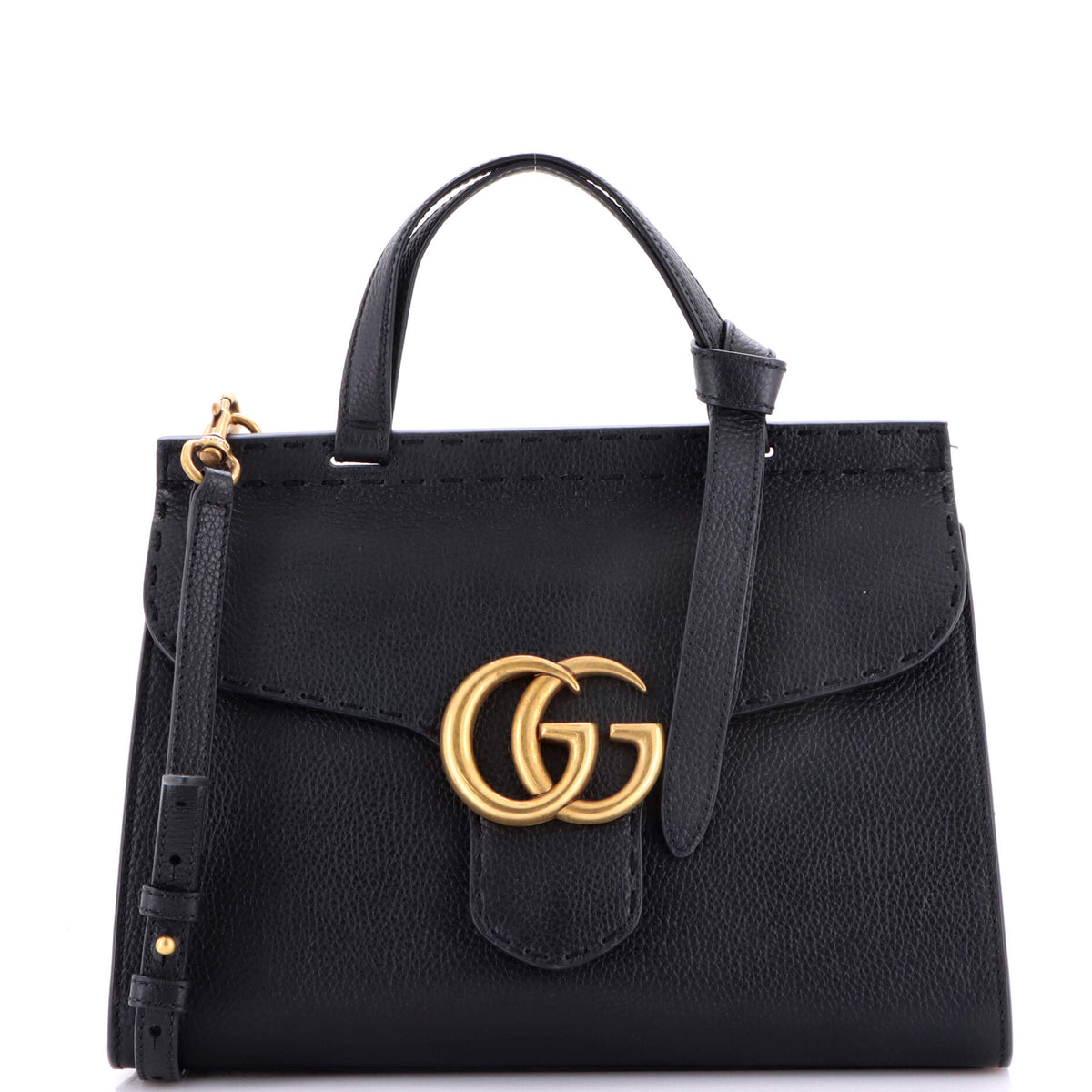 Gucci GUCCI GG Marmont Top Handle Bag Leather Small