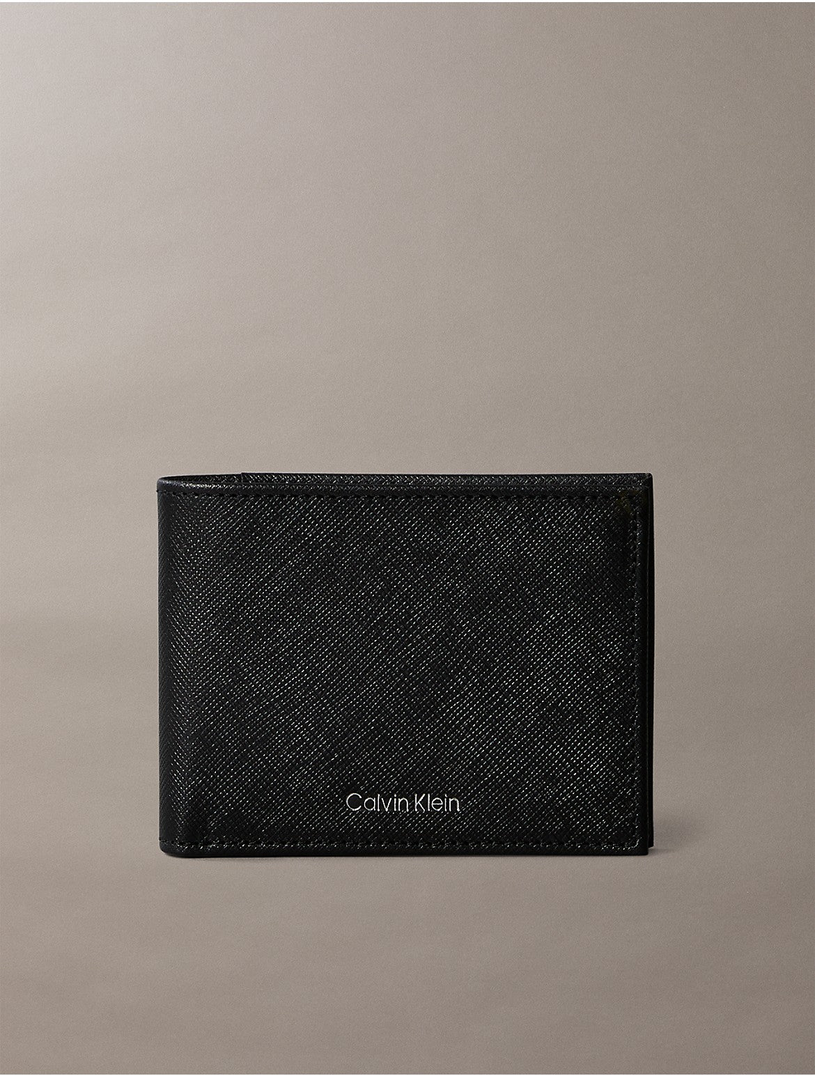 Calvin Klein Saffiano Leather Slim Bifold Wallet - Black