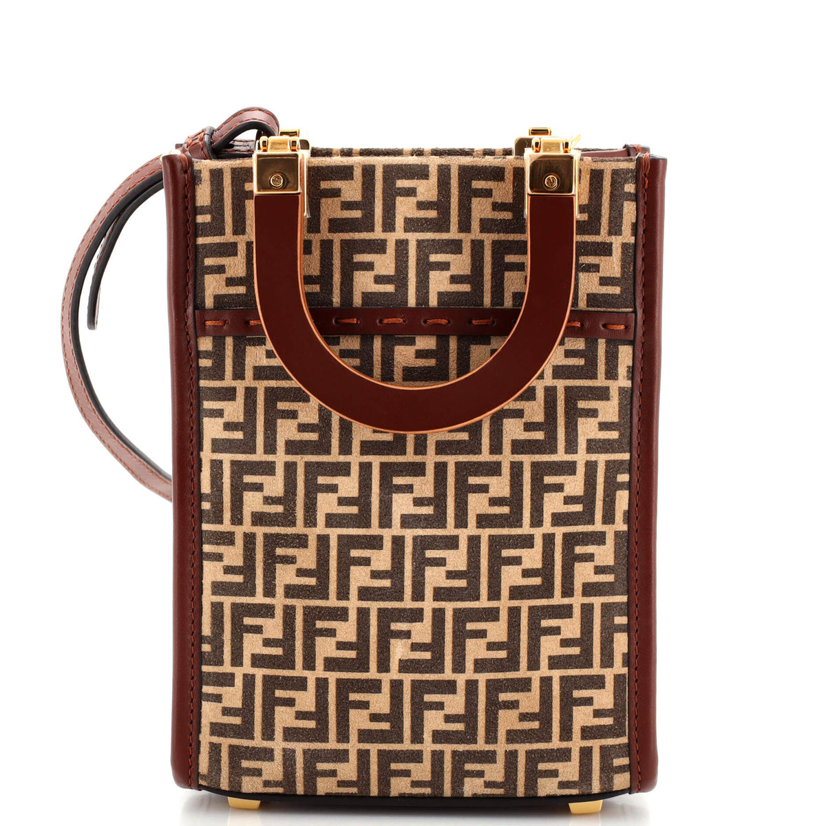 Fendi FENDI Sunshine Shopper Tote Zucca Suede Mini