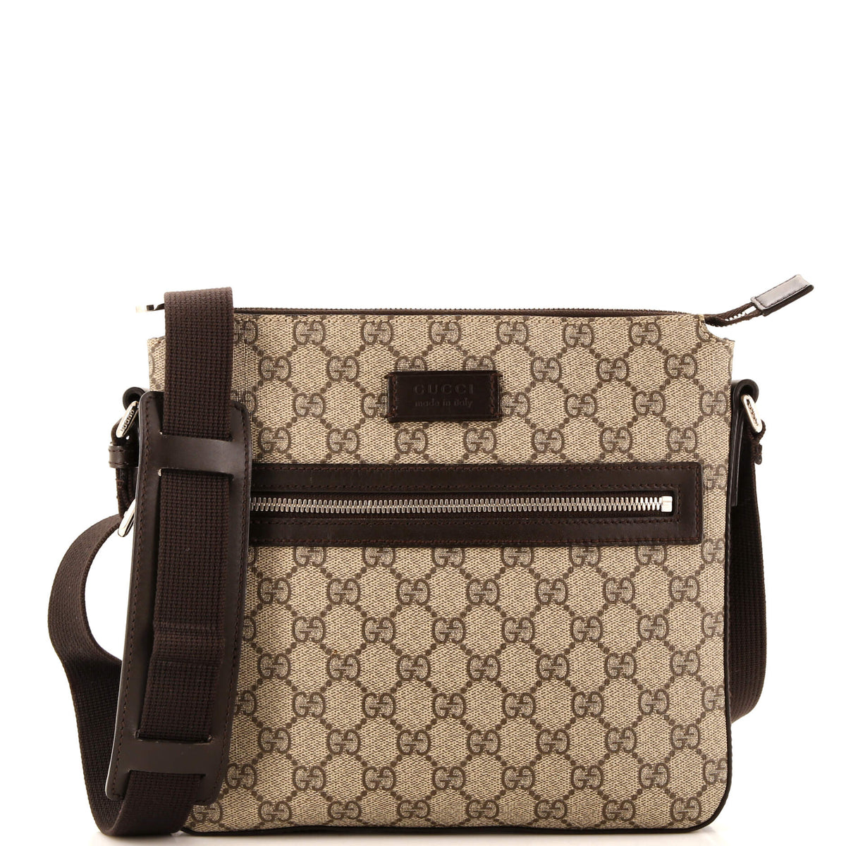 Gucci GUCCI Front Zip Messenger GG Coated Canvas Medium