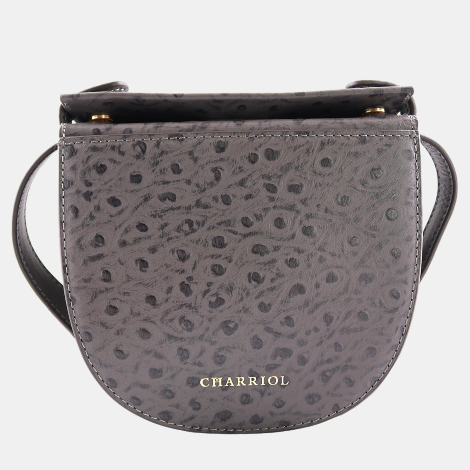 Charriol Grey Leather Passion Ostrich Crossbody