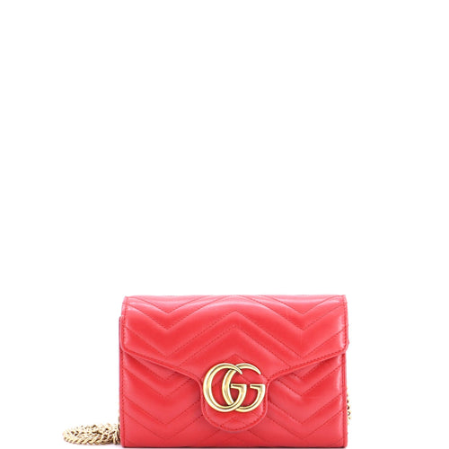 GUCCI GG Marmont Chain Wallet Matelasse Leather Mini