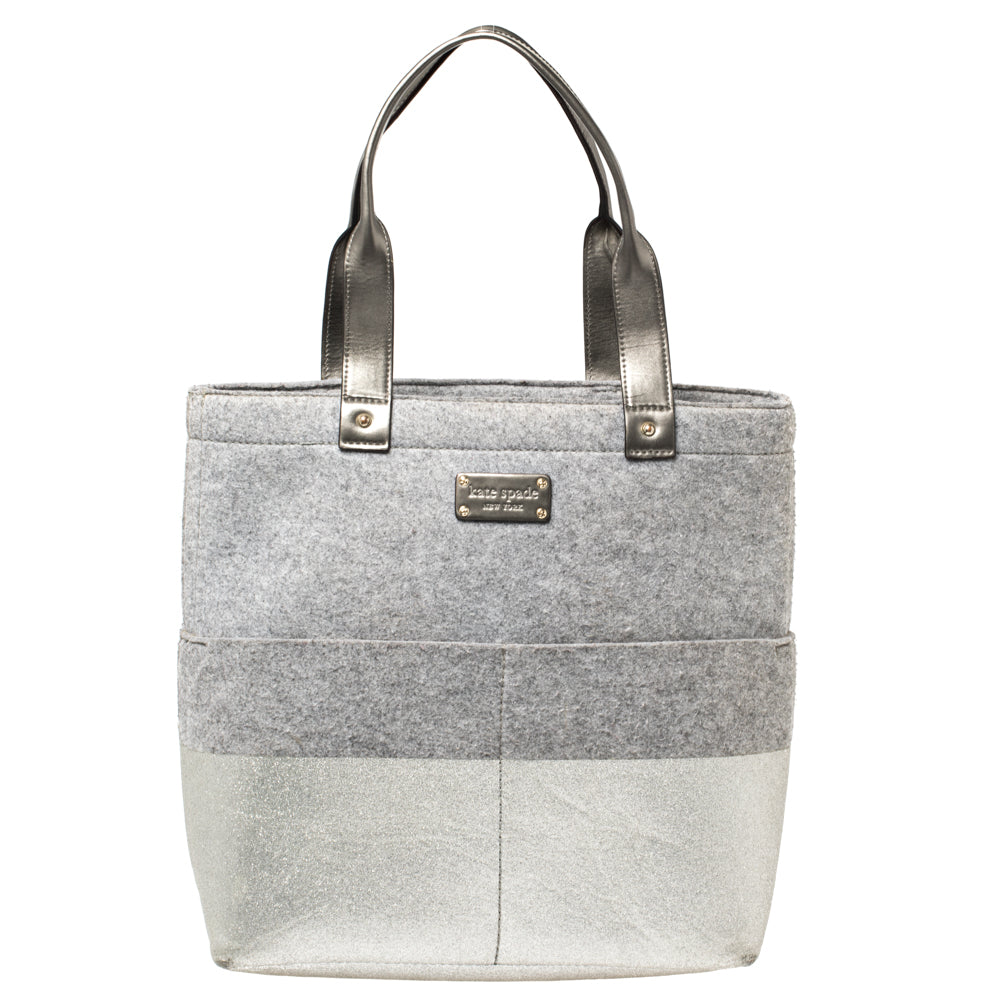 Kate Spade Tote Quinn aus gefrosteter Wolle und Leder in Grau