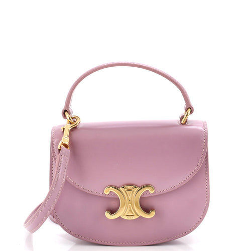 CELINE Triomphe Besace Clea Top Handle Flap Bag Leather Mini