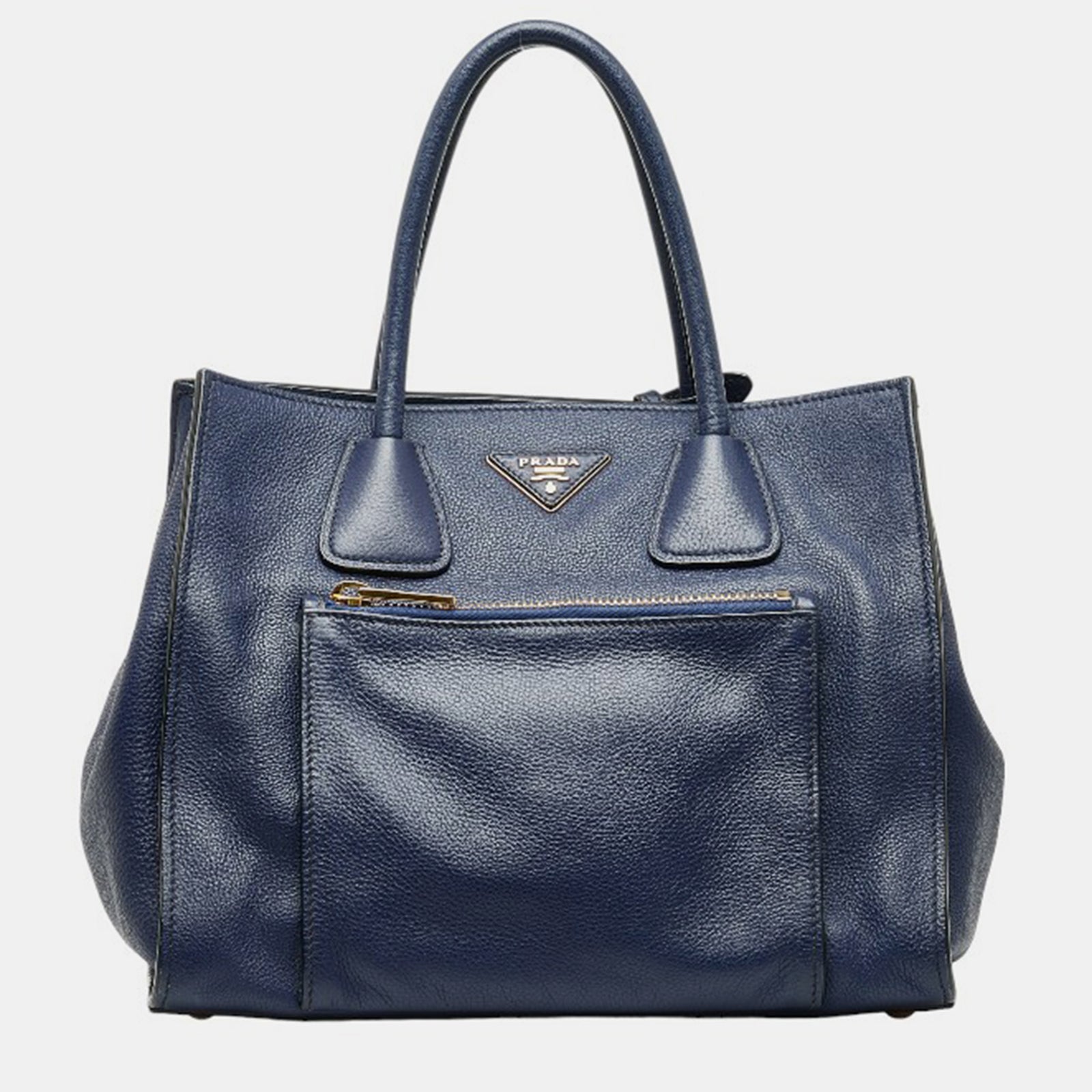 Prada Blue Leather Vitello Danio Wing Tote Bag