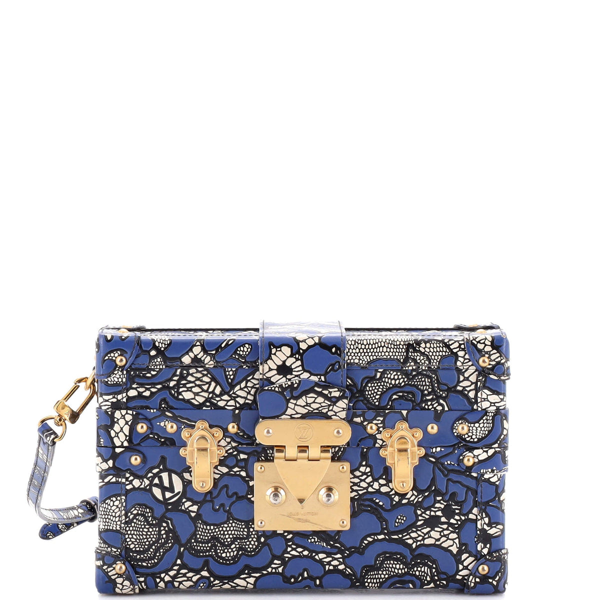 Louis Vuitton Petite Malle Handbag Lace Print Leather Small
