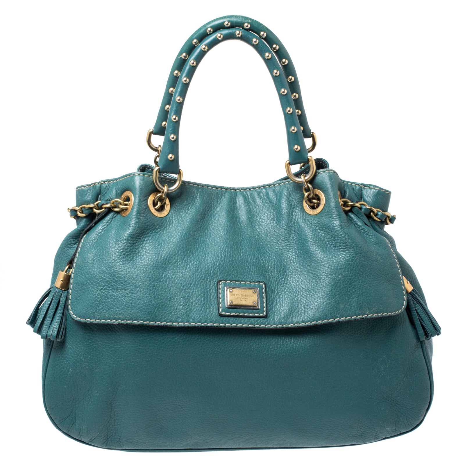 Dolce & Gabbana Green Leather Miss Charlotte Satchel