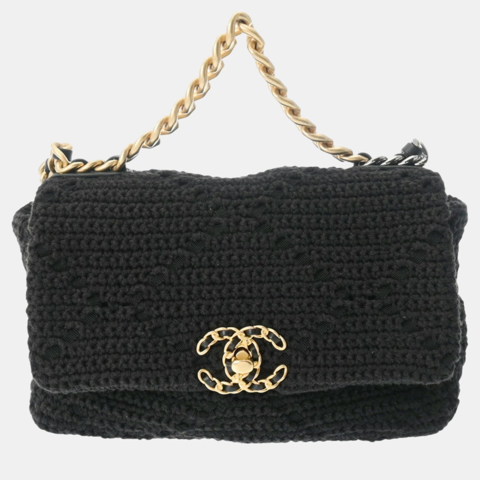 Chanel Black Cotton 19 Chain Shoulder Bag