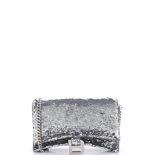 Hourglass Chain Wallet Leather with Sequins